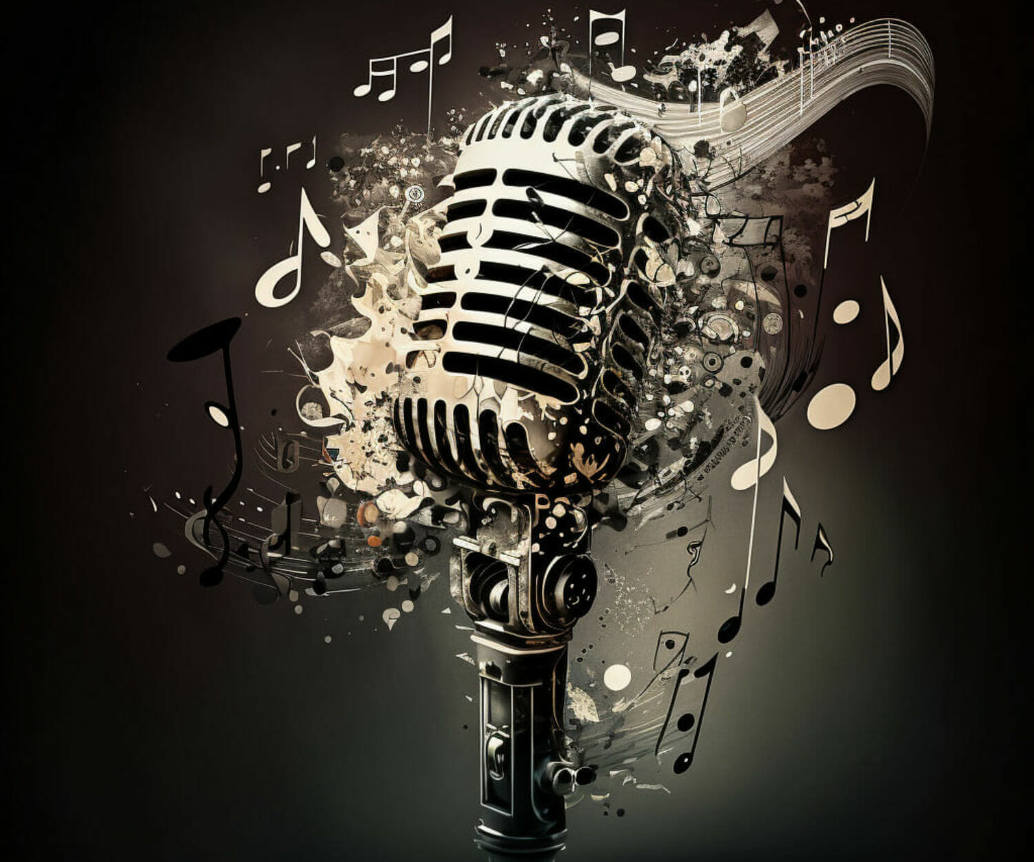 Mikrofon med musiknoter