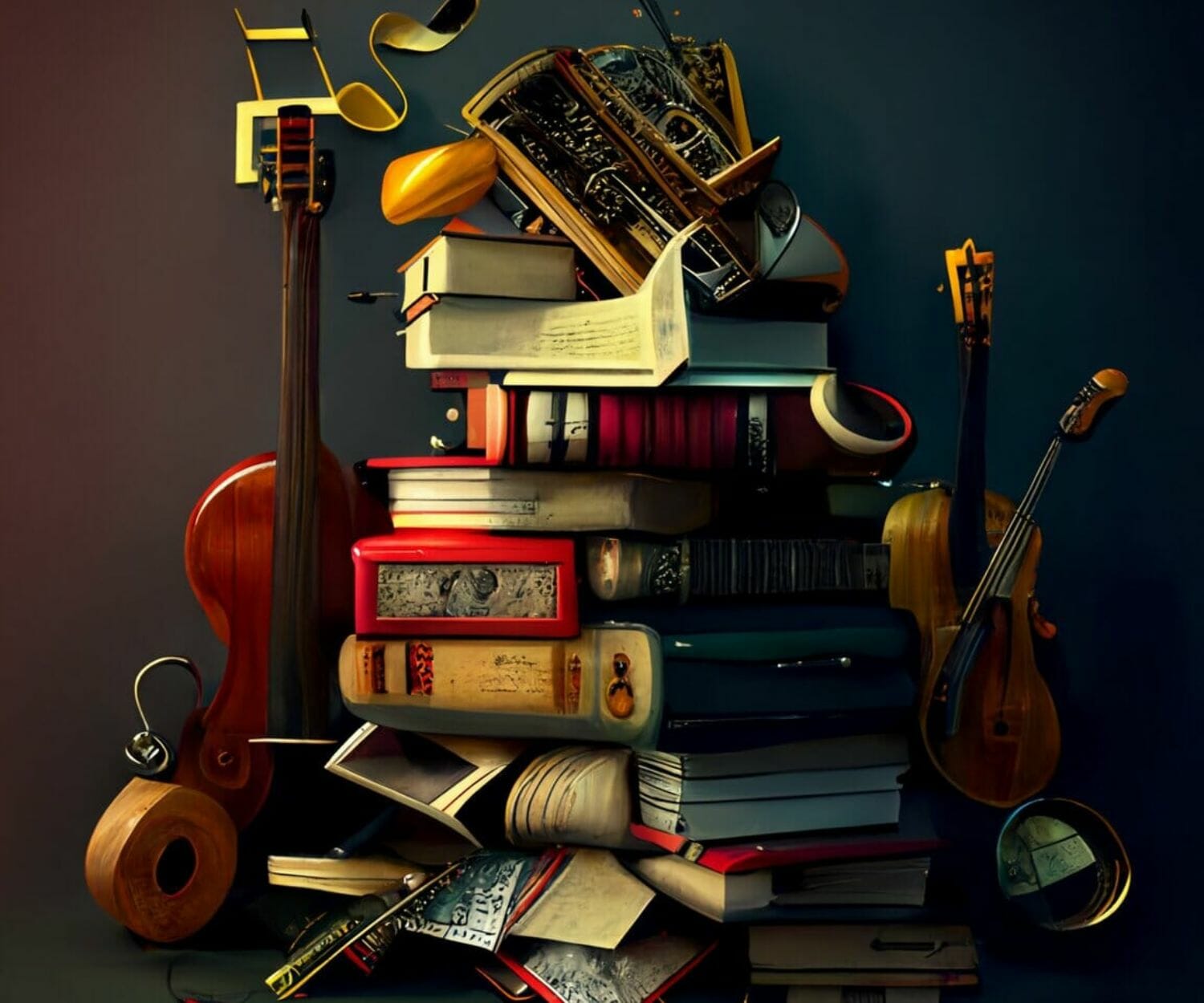 Munkfors bild på böcker och instrument