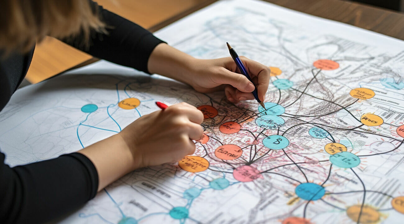 A person doing Mind Mapping