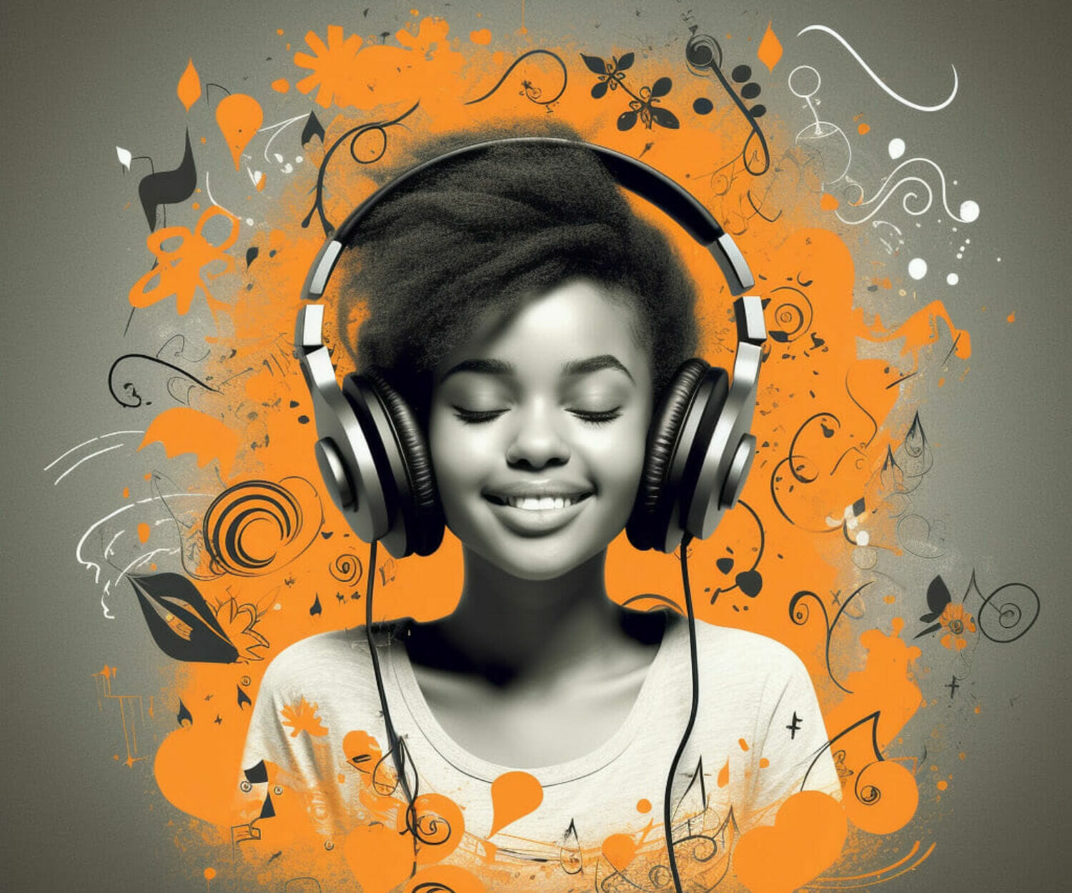 En flicka som lyssnar på musik