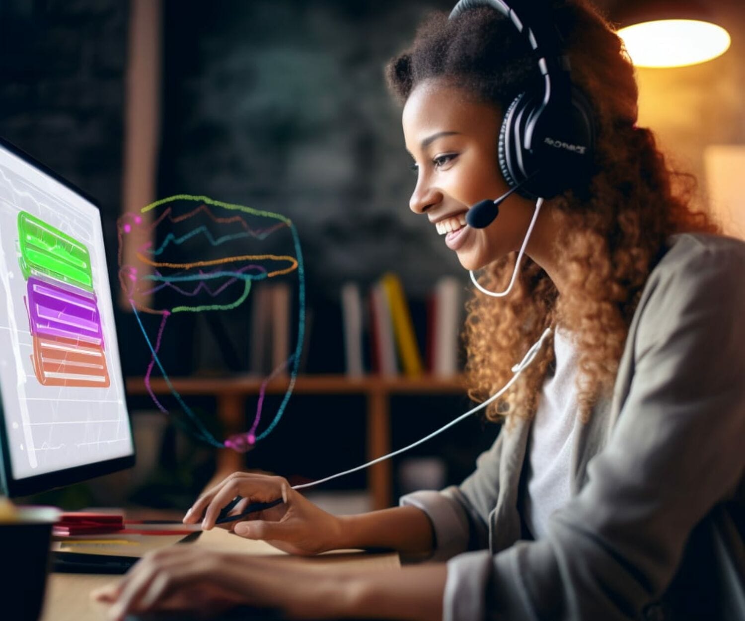 En person som sitter på en digital workshop