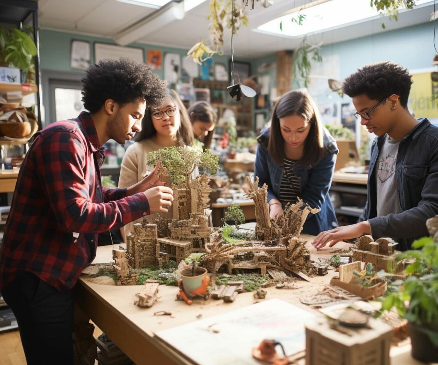 kreativ skola A photo-realistic image of a group of diverse student 89576229-4cd4-4515-928a-98da3750e4d5