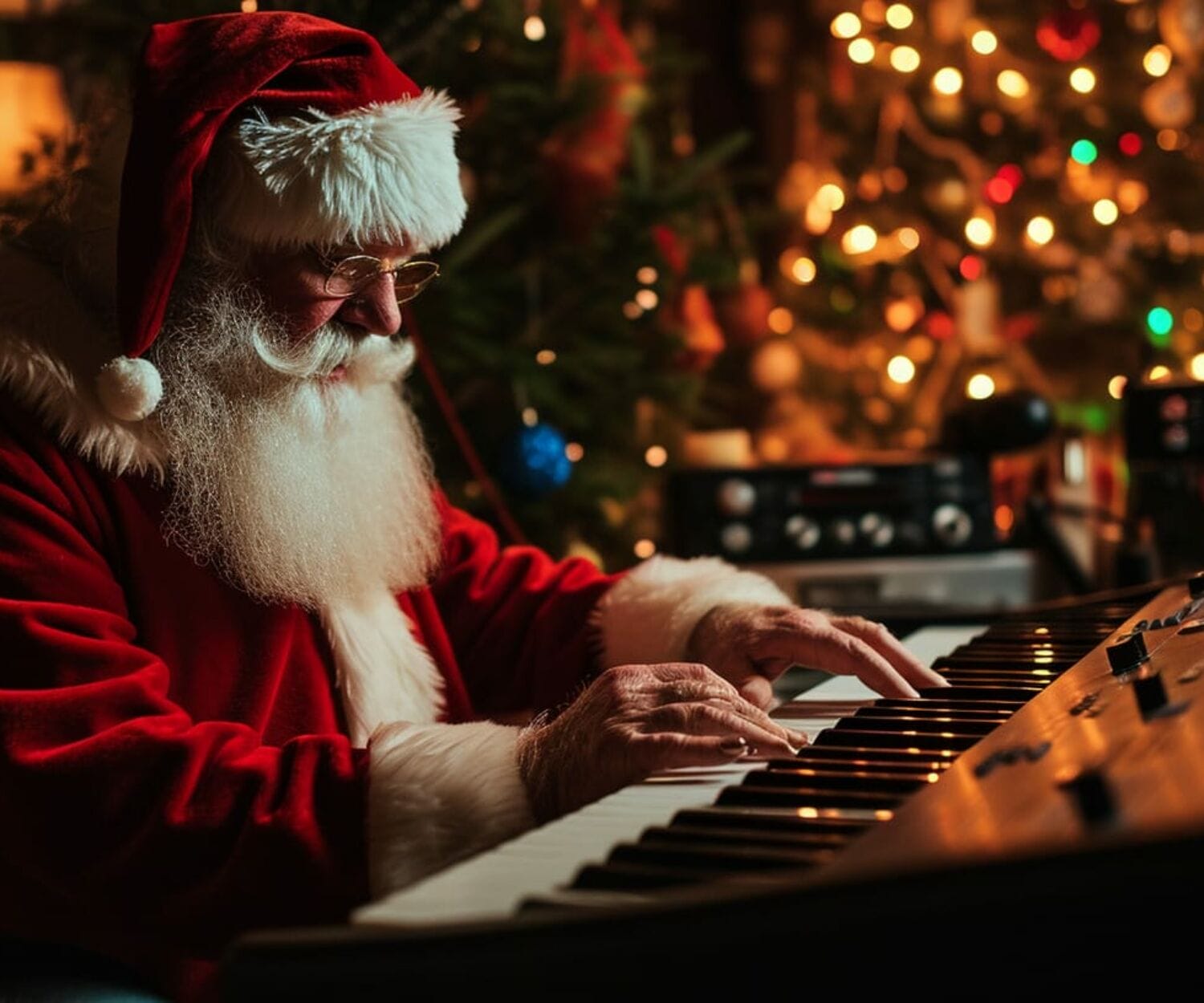 santa is making music insida optagonen